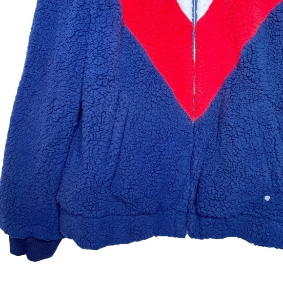 Ugg NWT Annalise Plush Teddy Zip Front Chevron Jacket Size Large in Retro Blue - Picture 14 of 16